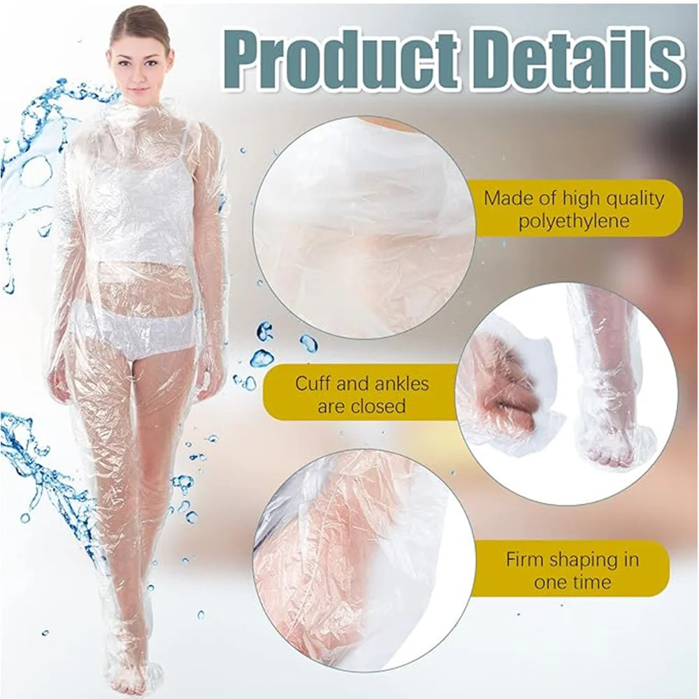 20 PCS Disposable Body Wrap PE Sauna Bath Suit Plastic Body Far Infrared Sauna Wrap for Women Men Spa Bathtub Weight Loss Detox