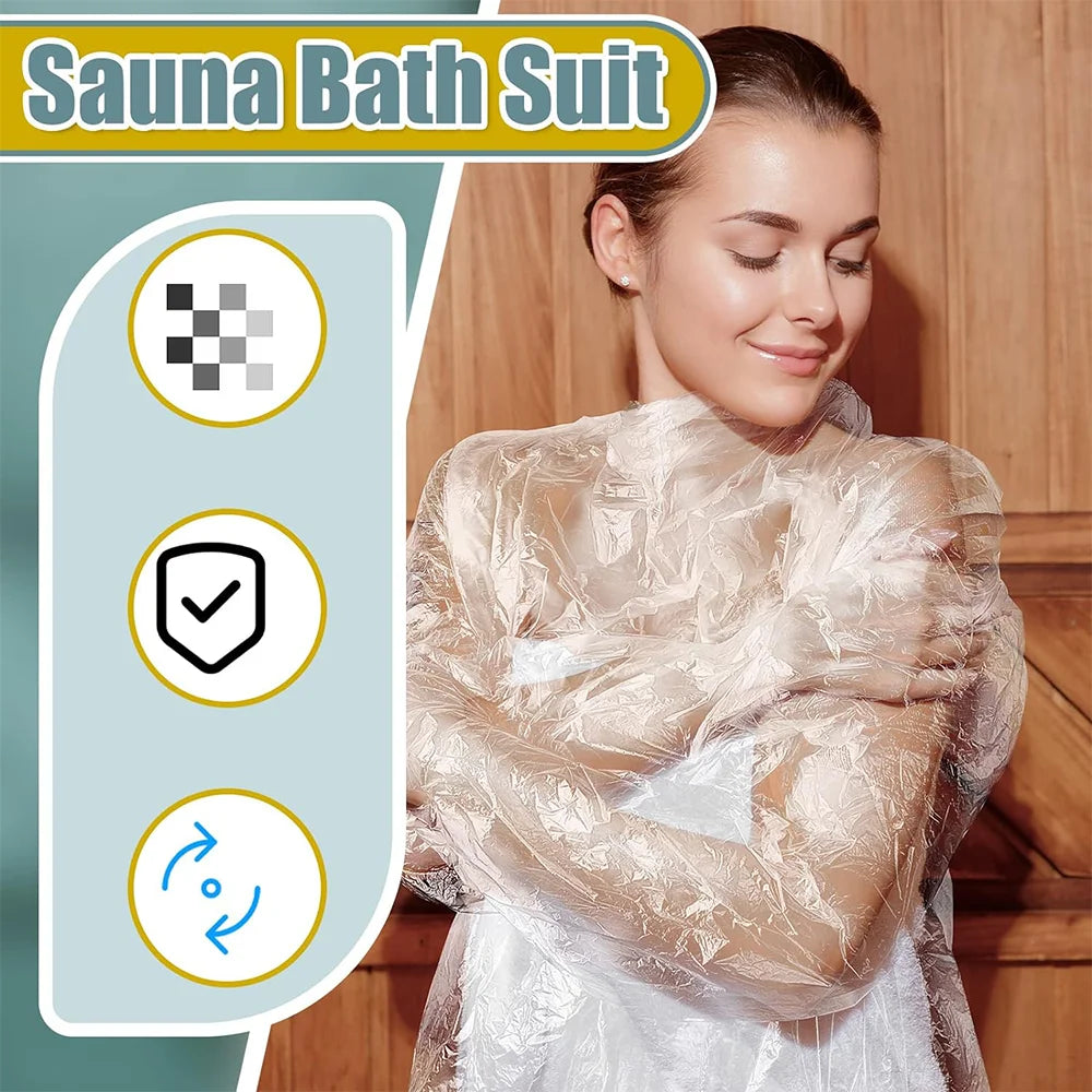20 PCS Disposable Body Wrap PE Sauna Bath Suit Plastic Body Far Infrared Sauna Wrap for Women Men Spa Bathtub Weight Loss Detox